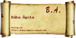 Bába Ágota névjegykártya