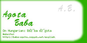 agota baba business card